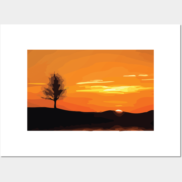 Artistic Sunset Wall Art by Sanzida Design